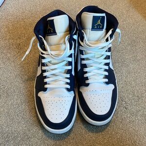 Blue and White high top Air Jordan Ones